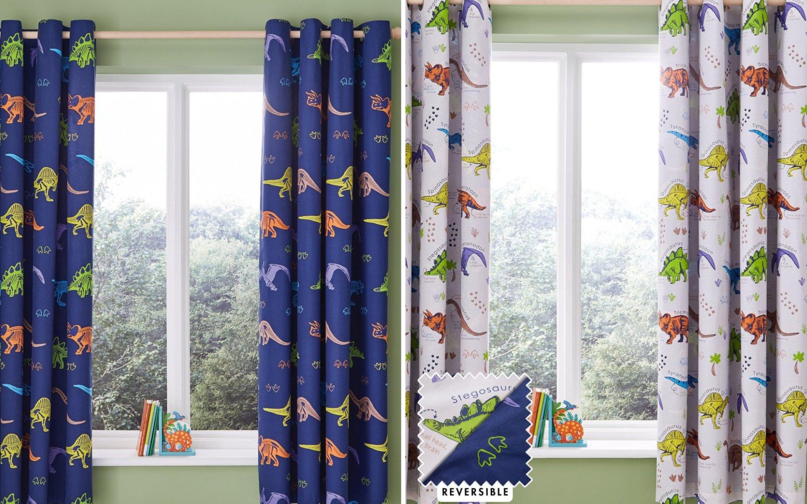 Reversible boys curtains