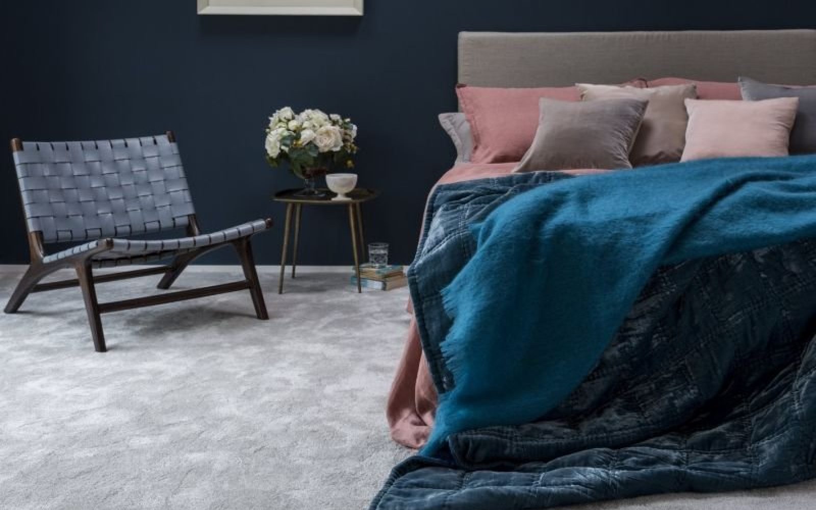 Grey plush carpet